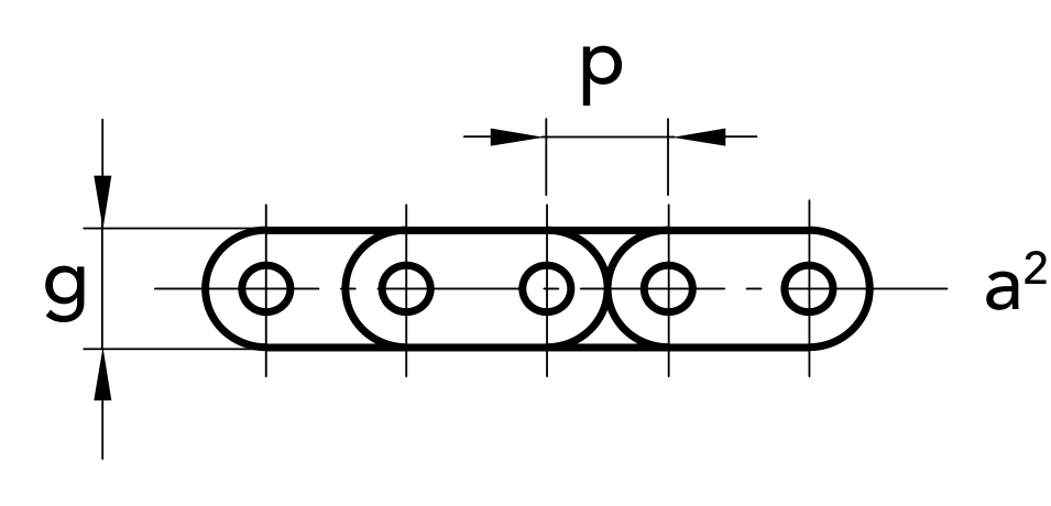 Chiaravalli QRC Straight Plate Chain 10B2 Duplex — 5 m Pack — dimension drawing (1 of 2)