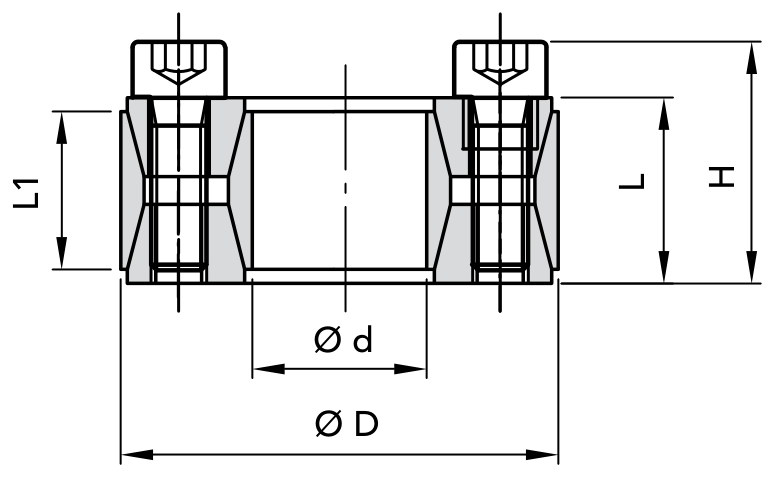 Chiaravalli Locking Element RCK 40 (Not Self Centring) — dimension drawing