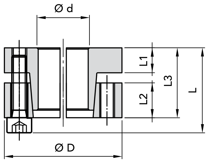 Chiaravalli Locking Element RCK 60 (Self Centring) — dimension drawing