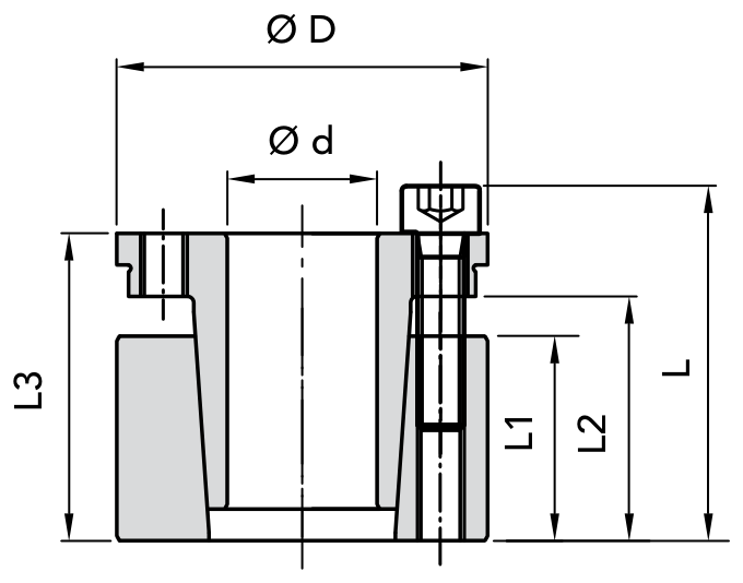 Chiaravalli Locking Element RCK 70 (Self Centring) — dimension drawing