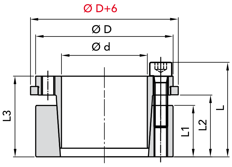 Chiaravalli Locking Element RCK 71 (Self Centring) — dimension drawing
