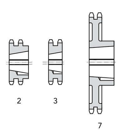 Chiaravalli Taper-Lock® Chain Sprocket 06B-2 Duplex (3/8″) — dimension drawing