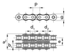 Chiaravalli XRC Roller Chain ASA 80-2 Duplex — dimension drawing