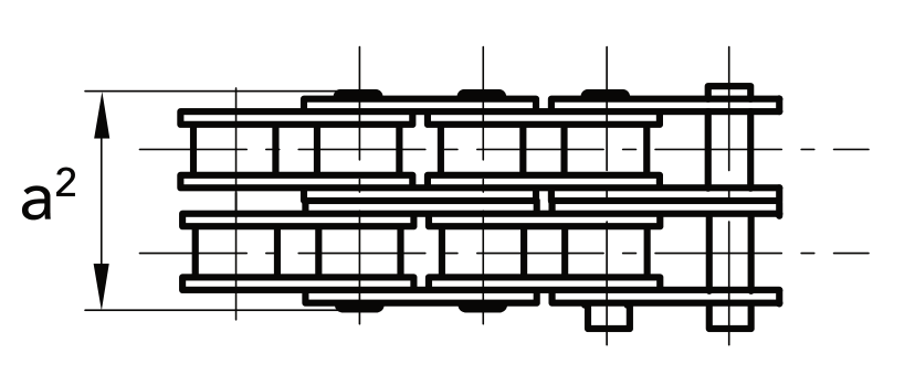 Chiaravalli XRC Straight Plate Chain GL08B-2 Duplex — dimension drawing (2 of 2)