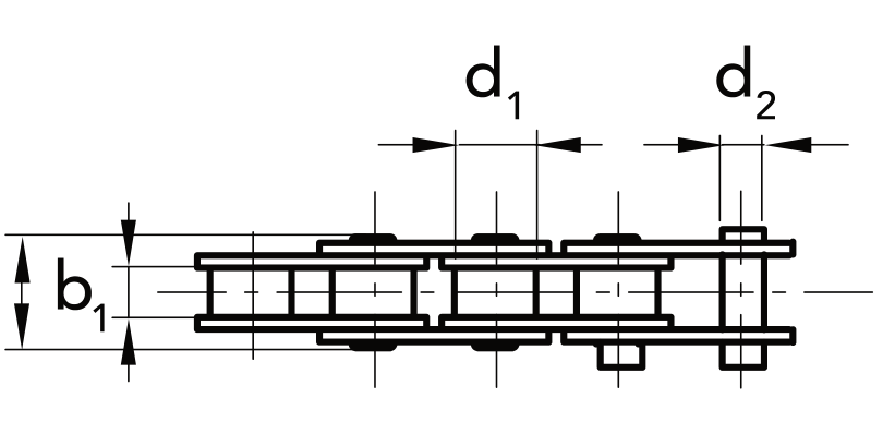 Chiaravalli XRC Straight Plate Chain GL12B-1 Simplex — dimension drawing (2 of 2)