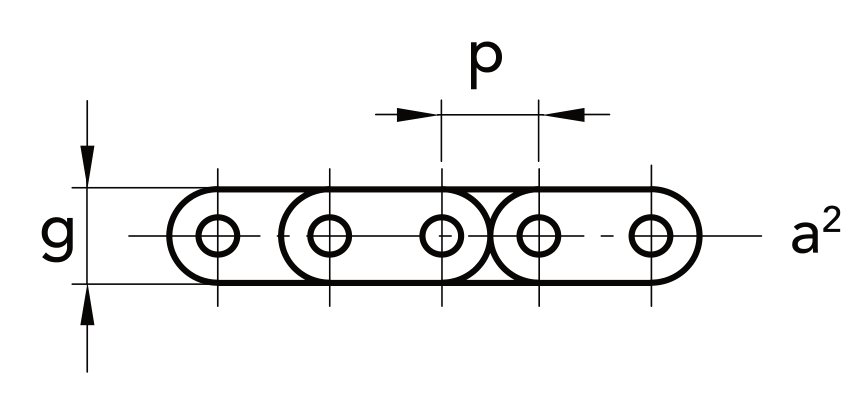 Chiaravalli XRC Straight Plate Chain 06B-2 Duplex — dimension drawing (1 of 2)