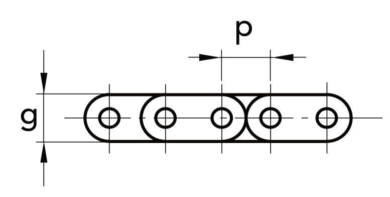 Chiaravalli XRC Straight Plate Chain 06B-2 Duplex — dimension drawing (1 of 3)