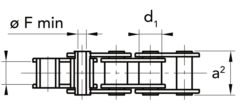 Chiaravalli XRC Hollow Pin Chain HP08B-1 Simplex — dimension drawing (2 of 2)