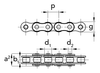 Chiaravalli XRC Stainless Roller Chain SS05B-1 Simplex — dimension drawing