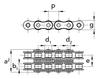 Chiaravalli XRC Nickel-Plated Roller Chain NP06B-2 Duplex — dimension drawing